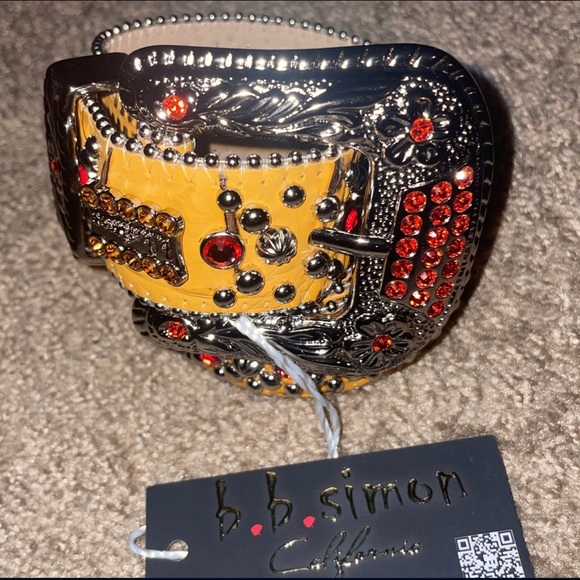 B.B. SIMON Orange & Red Belt Size 38 - Picture 1 of 9